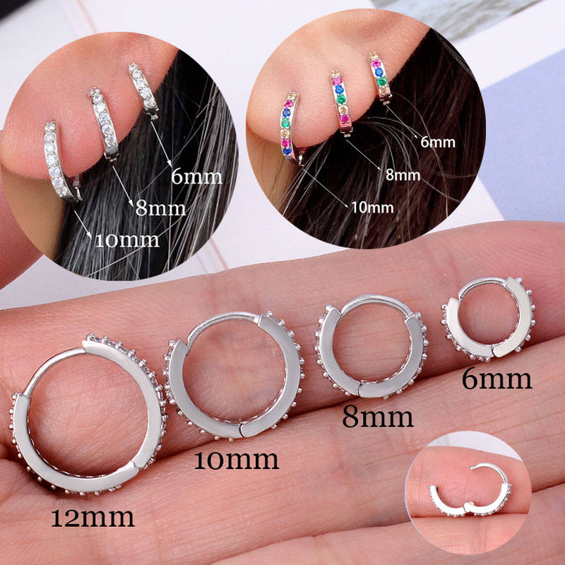 Conch Earring Hoop - Cầu Vồng CZ Huggies Đôi Khuyên