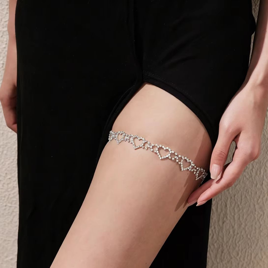 Body Jewelry Charms - Heart Leg Chain Rhinestone Chain Black