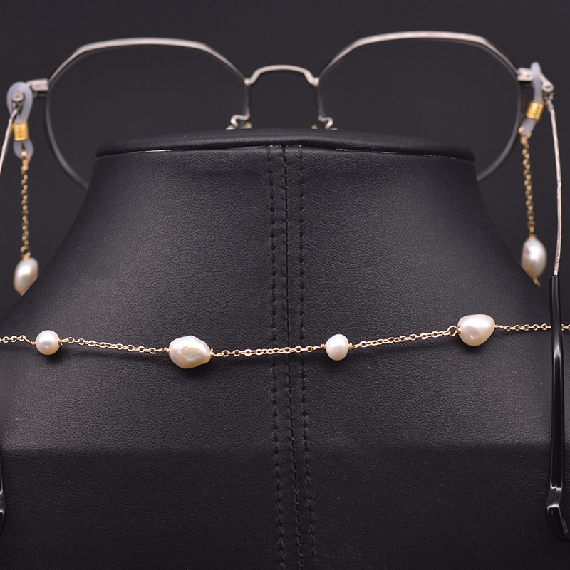 Body Jewelry Charms - GLSEEVO Natural Baroque Pearl Glasses Chain