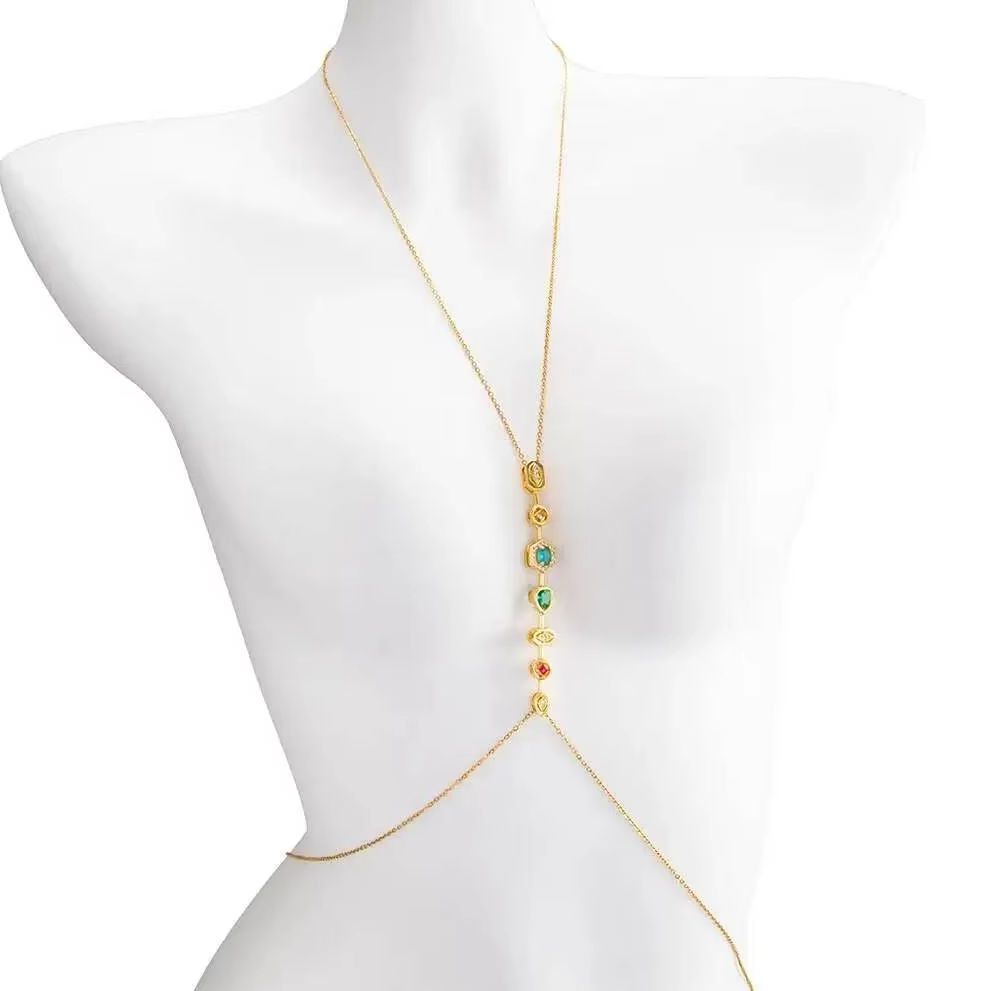 Body Jewelry Waist - PuRui Exquisite Colorful Zircon Stainless Steel
