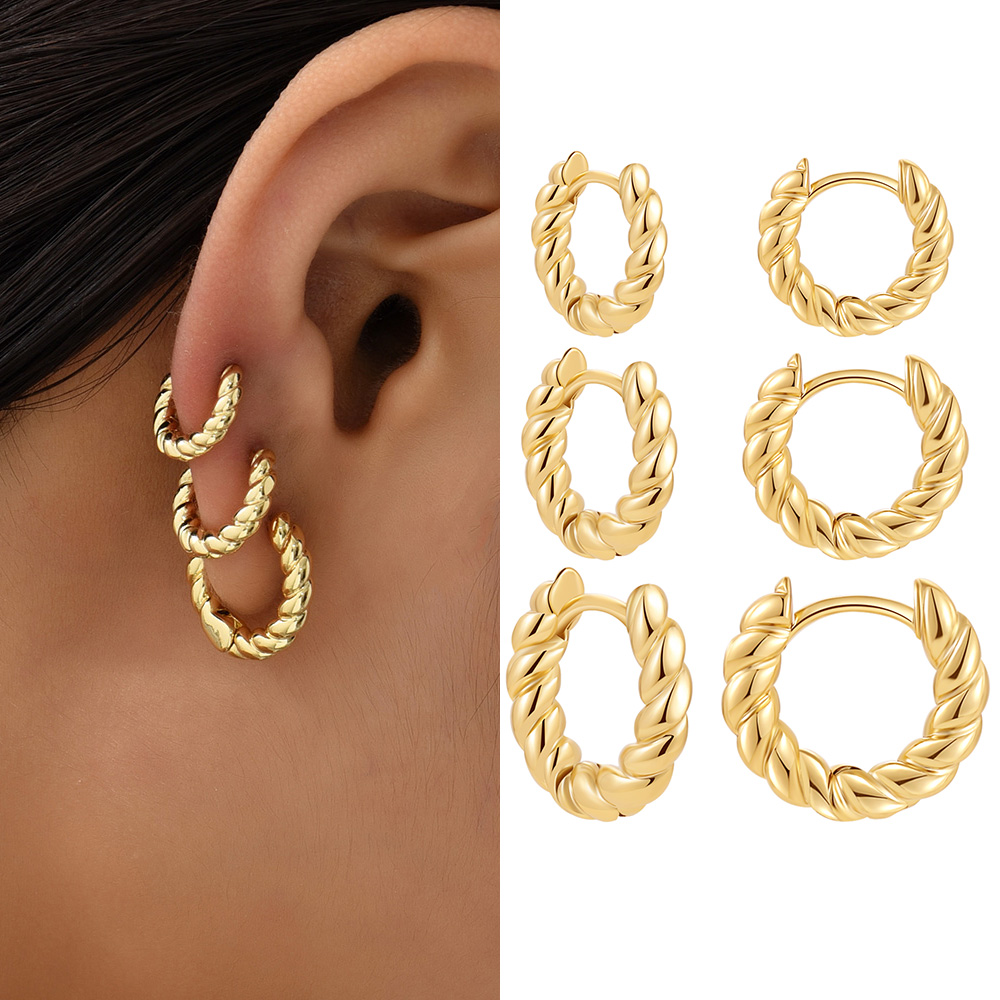 Conch Earring Hoop - 12/14/16mm Trendy Twisted Small Round Huggies