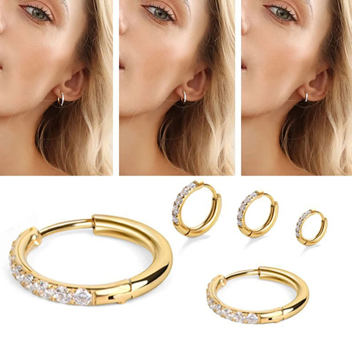 2Pcs Stainless Steel Cz Hoop E - đánh giá và giá Conch Earring Hoop