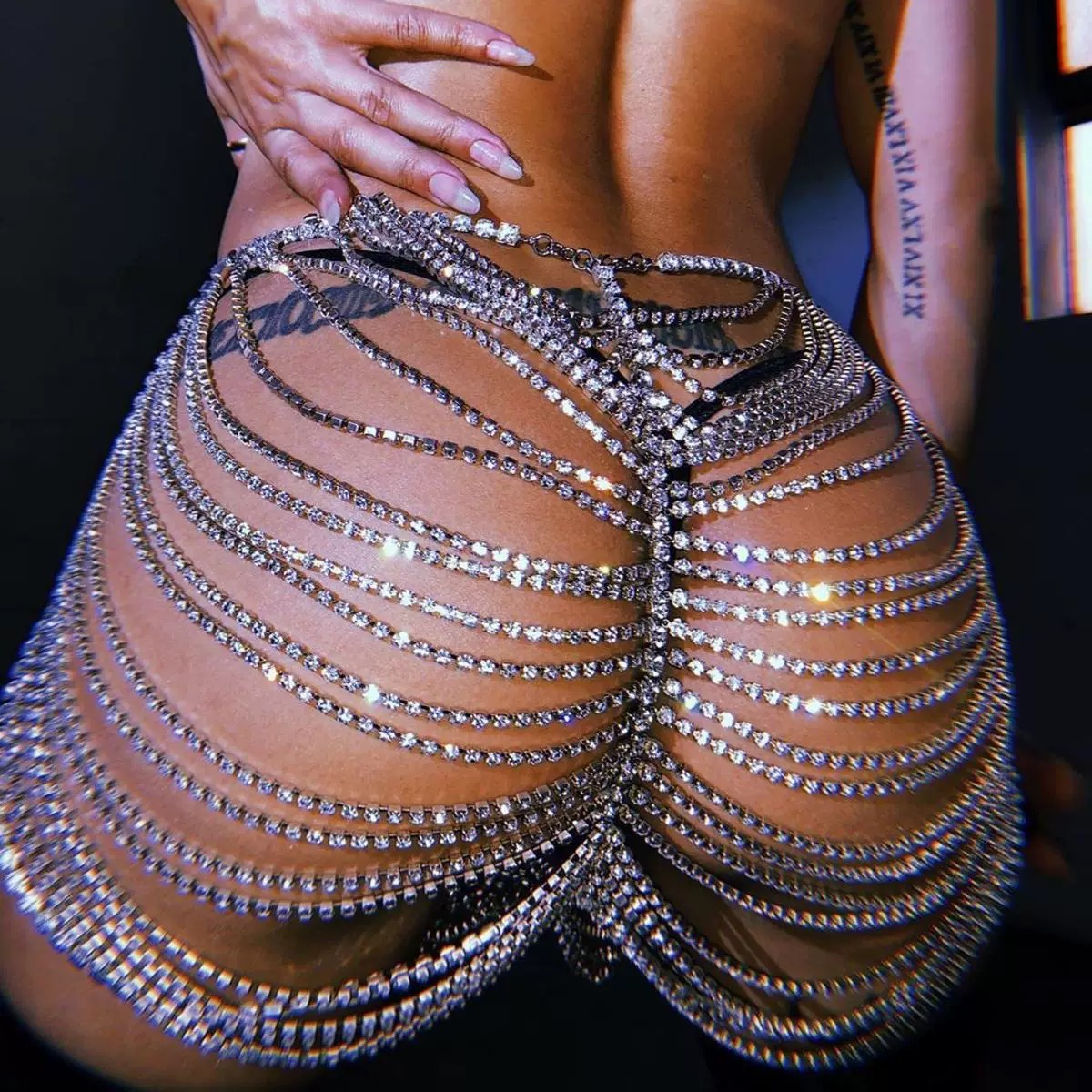 1pcSexy Fashionable Rhinestone - đánh giá và giá Body Jewelry Dress