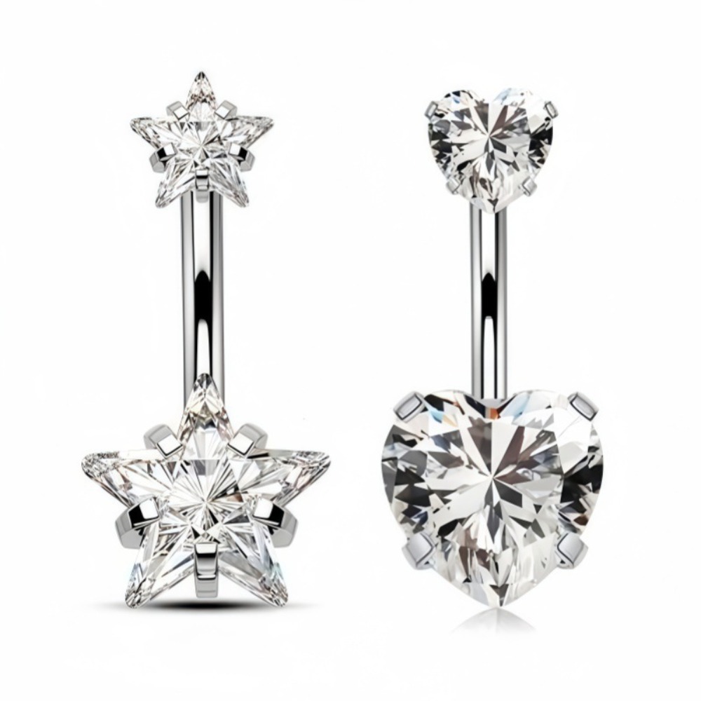 Heart Round Double Head Zircon - đánh giá và giá Body Jewelry Charms