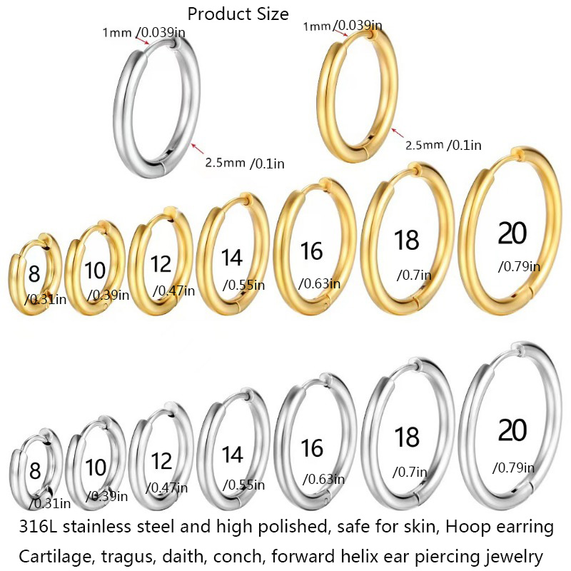 1Pair 316L Stainless Steel Sma - đánh giá và giá Conch Earring Hoop
