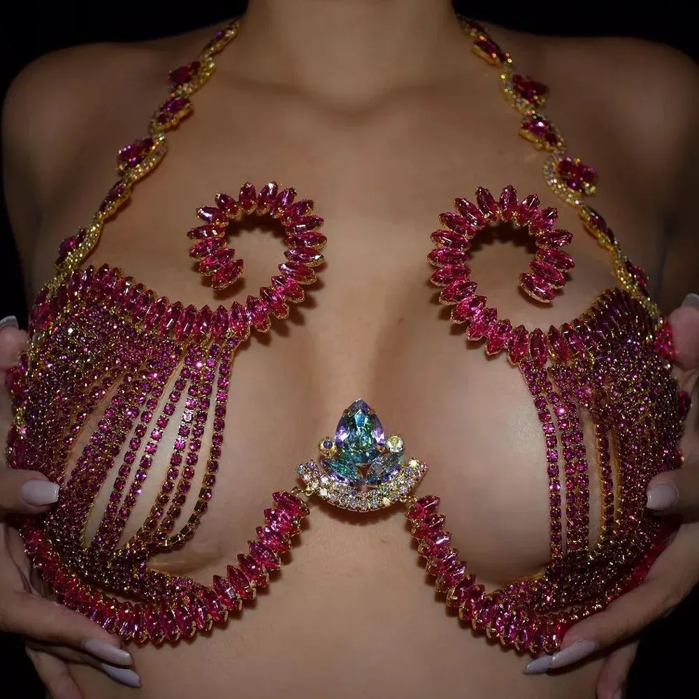 Rave Pink Crystal Chest Bracke - đánh giá và giá Body Jewelry Dress