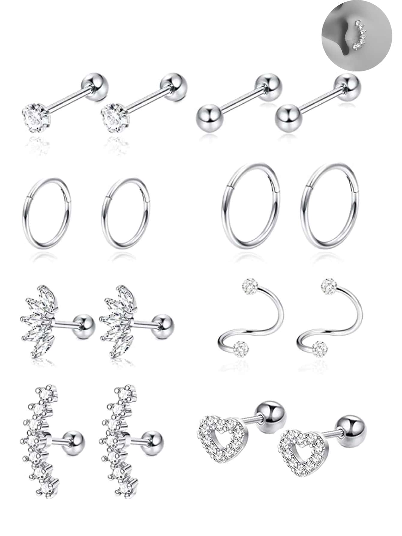 SGIAWETA-16pcs 16G Cartilage E - đánh giá và giá Conch Earring Hoop