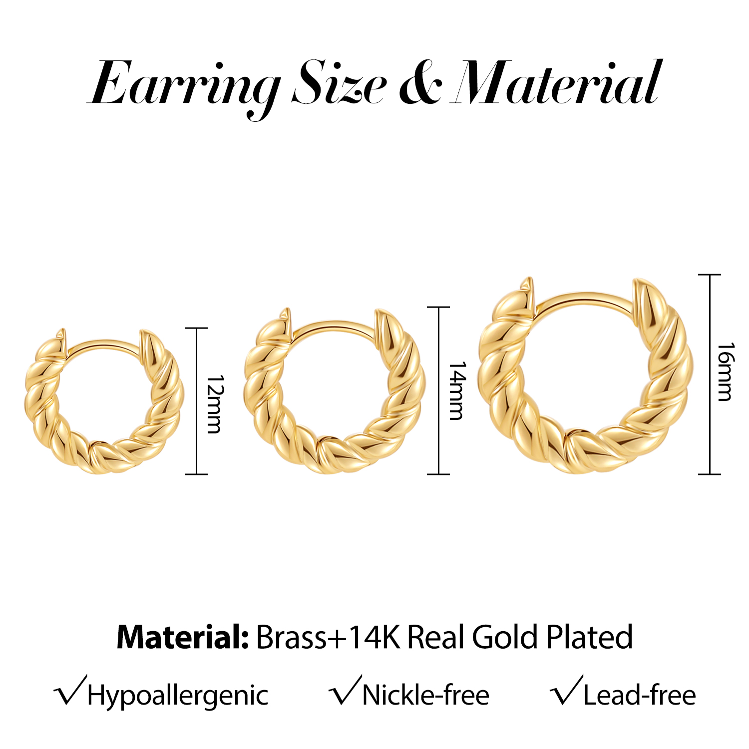 12/14/16mm Trendy Twisted Smal - đánh giá và giá Conch Earring Hoop